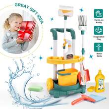Toddler Cleaning Set,Kids Cleaning Toy Set,New 12-Piece Detachable Kids Cleaning Set For Toddlers - Pretend Play Educational Cleaning Carts - Multicolor - View 8