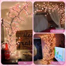 DIY Cherry Enchanted Willow Vine Lights,7.55/6.2/3.9 FT 144/96/48 LED Cherry Blossom Lights With Remote Timer,8 Lighting Modes,LED Tree Branch Light For Wall,Cherry Blossom Wall Decor For Bedroom Home - 粉色 - 查看 3