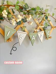 1pc Personalized Wooden Triangle Flag, Wooden Banner, Customized Name Triangle Flag, Holiday House Decor, Christmas Tree Decor, Nordic Style Triangle Flag, Merry Christmas Banner, DIY Christmas Wreath