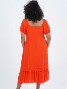 Women's Plus Size Midi Musical Dress - 橘色 - 查看 3