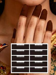 Waterproof Temporary Tattoo Flower Stencils For Women - Perfect For DIY Tattoo, Wedding, And Party Makeup, For Women Hand Body Paint Tattoo Stickers Christmas New Year Gift - Black and White - View 5