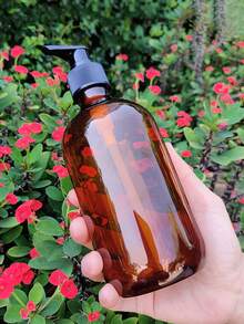 3 chai và lọ thủy tinh ép cổ dài màu hổ phách dày 500ml có thể nạp lại - Dùng cho dầu gội, sữa tắm, dầu xả, muối tắm, kem dưỡng da và kem massage - màu nâu - Xem 11