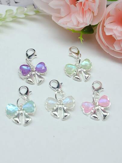 5个/10个闪亮水晶蝴蝶结钥匙扣，可爱复古吊坠，水晶挂件，情人节礼物，蝴蝶结钥匙扣，学习用品，教师礼物，返校教师必备品，情人节包包挂饰，珍珠可爱哥特风Y2K