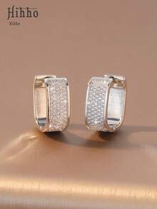 Hihho 1 对优雅金色闪亮蓝色和绿色方晶锆石装饰耳环，情侣首饰，节日/情人节礼物 - 金色 - 查看 13