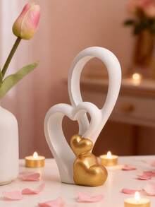 1 szt. Romantyczna dekoracja w kształcie podwójnego serca – minimalistyczny salon, sala wystawowa, wystrój domu, wazon, centralny element, dekoracja stołu, niezbędna na Walentynki, dodaje klimatu, modne narzędzie do dekoracji przestrzeni, tworzy przytulny kącik w domu - Wielokolorowe - Zobacz 3