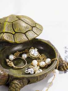 1 pieza Caja de joyería con forma de tortuga, caja de almacenamiento y organización de joyas con diseño de animal lindo, contenedor decorativo para pulseras, accesorios, aretes, anillos, collares, etc. - Multicolor - Ver 5