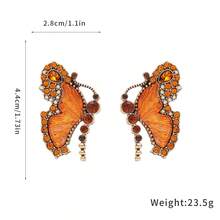 A Pair Of Elegant Retro Butterfly Glass Bead Earrings With Gold-Plated Zinc Alloy Pendant Earrings Suitable For Women's Spring Festival Jewelry, Suitable For Party And Celebration Accessories Matching - 彩色 - 查看 16