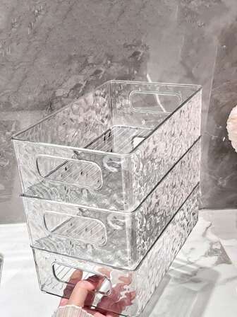 1 st lyxig transparent sminklåda, stapelbar förvaringskorg på skrivbordet för hudvård, läppstift, ansiktsmask, hållare i akrylplast