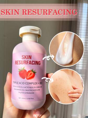 Tratamiento de piel de fresa, Crema exfoliante para piernas con fresa, Complejo triple de ácidos avanzado para la queratosis pilar, Reduce los granos de piel de gallina