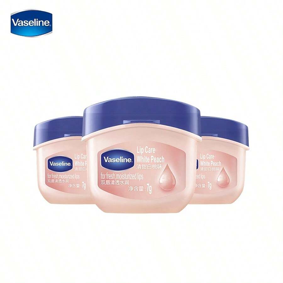 1 pieza/3 piezas Bálsamo labial hidratante con aroma a rosa de Vaseline clásico, sabor original/melocotón, 7g, que contiene gel microcrystalino de Vaseline, hidrata y humecta profundamente, mantiene los labios tersos y humectados a diario, nutre eficazmente los labios secos, hidrata y nutre los labios para un aspecto suave y brillante. Formulado con ingredientes hidratantes, alta hidratación, un producto de cuidado labial adecuado para piel sensible, color beige claro, adecuado para todo tipo de labios beige claro.