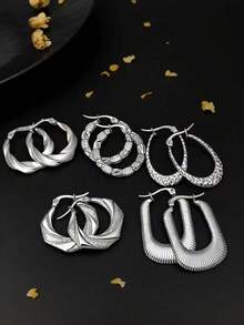 【女士时尚耳环】圣诞装饰 圣诞礼物 节日配饰 女士礼物 男士礼物 男友礼物 耳环叠戴 闺蜜礼物 圣诞袜礼物 假耳钉 - 銀色 - 查看 1