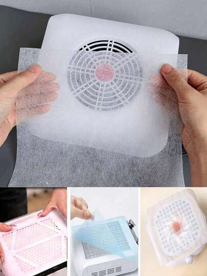 100pcs Nail Dust Collector Filter Sheets, Trimmable Size, Suitable For Nail Grinding And Polishing At Home Or Salon To Collect Nail Dust; Vacuum Filter Cloth, Nail Art Accessories