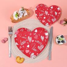 10pcs/20pcs/40pcs/50pcs Red Heart Theme Paper Plates - Hand-Painted Heart And "LOVE" Design | Disposable Party Plates, 7 Inch And 9 Inch, Suitable For Valentine's Day, Romantic Anniversary Dinner, Engagement - Multi-color D Style - View 4