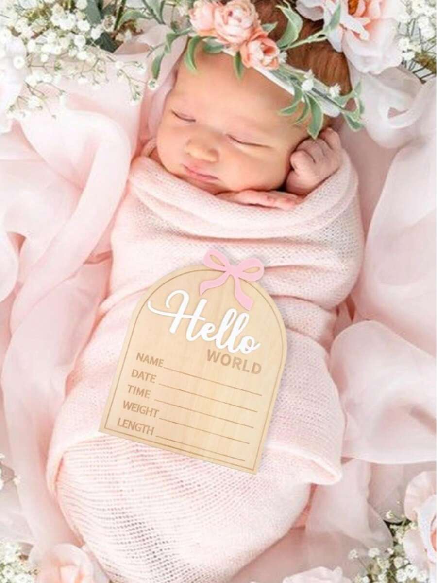 1pc Butterfly Announcement Board, Newborn Photography Prop, These Photo Prop Cards Are Perfect For Pregnancy Reveal Or Baby Announcement, Baby Milestone, Wooden Newborn Sign, Ideal For New Parents And Baby Showers, Gift For Expectant Moms, Welcoming Gift, Newborn Welcome Sign - Wood Color - View 1