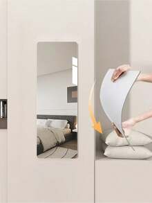 1pc DIY Acrylic Mirror, [Product Size Is Marked In The Image, Please Confirm The Size Is Suitable], [Remove The Protective Film Before Use], [Self-Adhesive On The Back, Just Peel And Stick, Note That It Needs To Be Pasted On A Very Flat Wall Surface] - Rectangle With Rounded Corners 60cmx30cm - View 3