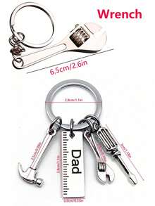 1pc Stainless Steel DIY Father's Day Keychain With Hammer, Screwdriver And Wrench Pattern, Great Gift For Dad, Men's Tool - Silver - View 2