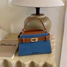 low tea New Summer Women's Handbag, Fashion Adjustable Shoulder Strap Crossbody Bag, Minimalist Solid Color High-End Metal Decor Shoulder Commuter Bag - Blue - View 11
