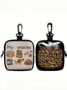 1pc Dog Print Semi-Transparent Dog Treat Bag, Pet Training Set With Hook And Zipper - Pet Poop Bag, Small Dog Pet Training Walking Bag - Multicolor - View 2