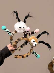 2pcs Unique Quirky Spring Pom Pom Braid Plush Headband, Women Hairband For Birthday Party - Multicolor - View 4