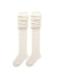 1 Pair Thick & Warm Stylish Crew Over-The-Knee Socks With High-End Aesthetic, Slim-Fitting For Autumn/Winter, Y2K, Cozy