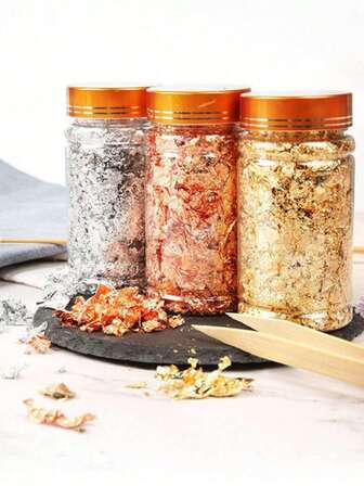 1 Set/3 Types Nail Art Supplies - Gold & Silver Copper Foil, Metallic Foil Paper, Glitter For DIY Nail Decoration, Abundant Shiny Nail Decoration Accessories, Glitter Foil Paper For Gilding Decoration