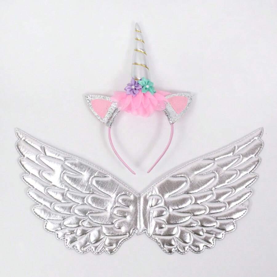 Unicorn Accessory Kit: Tiara With LED Lights + Wings - Princess Costume Party Tiara Decoration - 銀色 - 查看 1