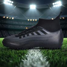 1双男女通用钉鞋/足球训练鞋，高帮户外团队运动鞋，适用于人造草坪、硬地、室内训练场，专业鞋钉，尺码齐全，PU皮革鞋面，防滑橡胶鞋底，轻便高性能防滑设计，专业足球鞋，厂家直销