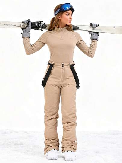 Kadınlar için yalıtımlı kayak pantolonu takımı, çıkarılabilir askılı erkek kışlık kayak pantolonu, açık hava aktivitelerine uygun, kayak ekipmanı, sıcak tutan giysi, spor tarzı pantolon, güçlendirilmiş yapı, fonksiyonel kar askıları, dayanıklı kar giysisi, kalın, nefes alabilen kayak kıyafeti.