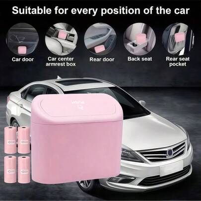 Car Side Door Hanging Storage Box, Mini Creative Car Trash Can With Mini Trash Bags, Multiple Quantities Available, Car Interior Organizer, Door Hanging Design Does Not Occupy Space
