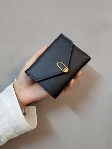 New Women Short Wallet Fashion Coin Purse Card Holder Snap Closure Foldable Solid Color Leather Wallet For Women Wallet Mini Wallet Purse Wallet Small Wallet Cute Wallet Money Wallet Travel Essential Badge Holder Id Card Holder Id Holder