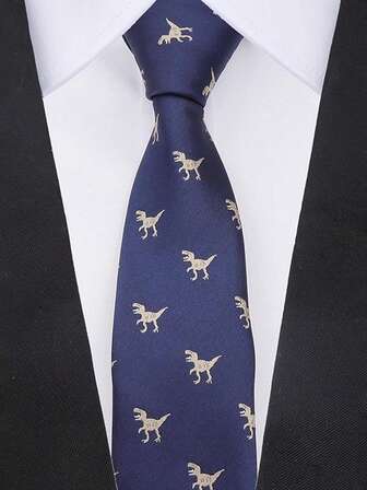 1 pieza Corbata de hombre de moda versátil de 6CM con estampado de animales de alta densidad de poliéster