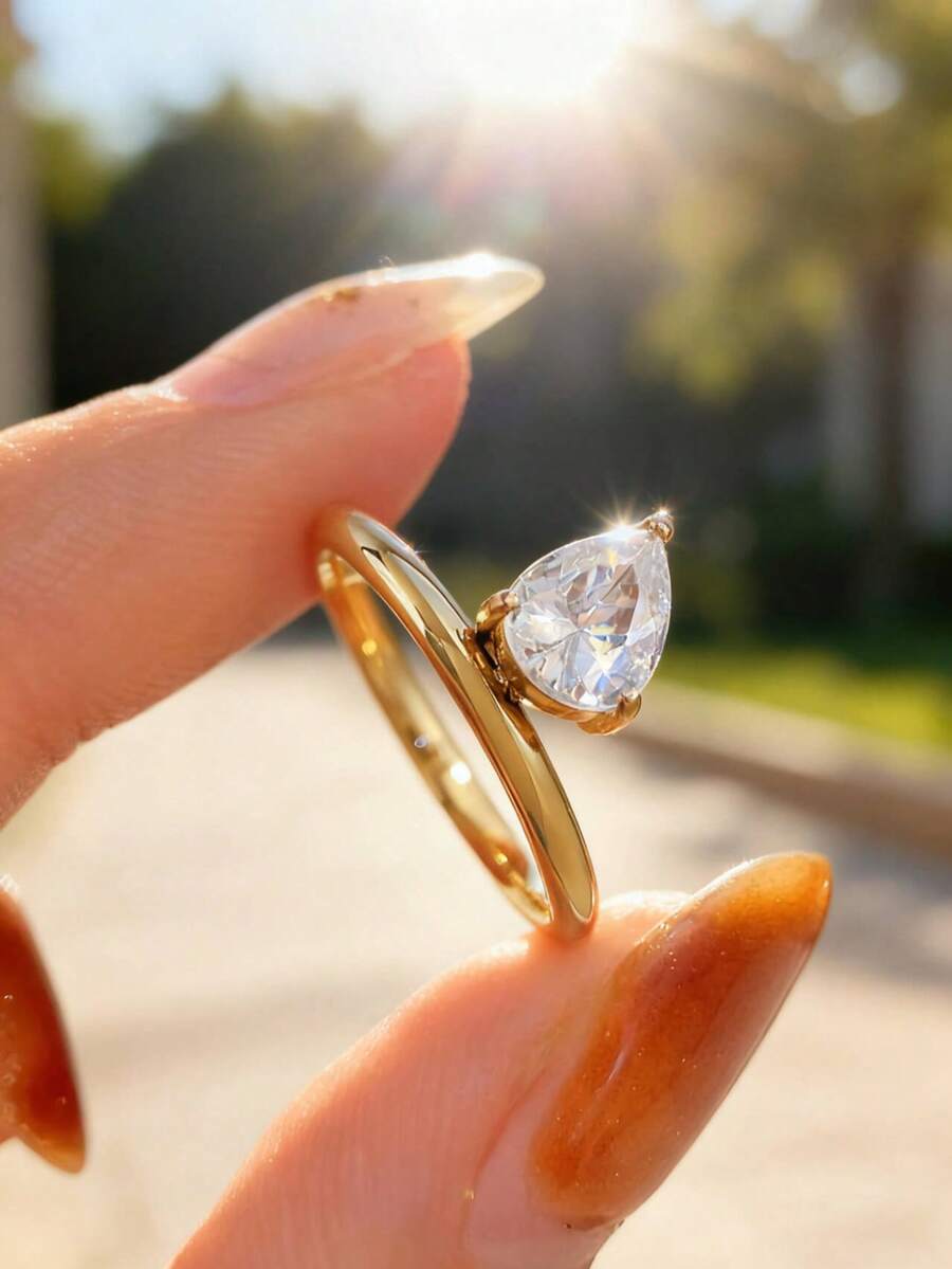 1枚优雅皇冠立方氧化锆订婚戒指，女士精致结婚珠宝，S925纯银经典立方氧化锆戒指，新娘珠宝，求婚承诺戒指，结婚周年纪念礼物