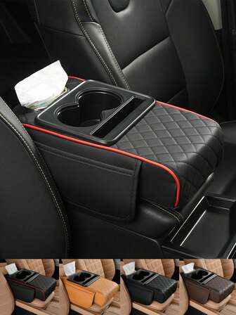 1pc Car Armrest Storage Box Car Center Console Organizer With Cup Holder Armrest Storage Organizer Box Arm Rest For Car SUVs Trucks