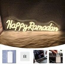 Biển đèn neon chúc mừng Ramadan để trang trí tường, biển đèn LED neon Eid Mubarak để trang trí lễ hội Hồi giáo, với hình trăng khuyết Ramadan Mubarak, đèn LED trang trí Eid, phòng ngủ, phòng khách, đồ dùng cho tiệc Eid Al Fitr, quà tặng cho trẻ em và phụ nữ, sử dụng nguồn USB, dễ dàng treo. - ánh sáng đa sắc - Xem 8