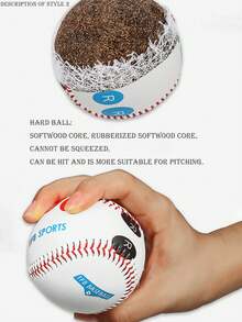 1pc 9-Inch Standard Baseball, Professional Soft/Hard Pitch Training Gear With Finger Placement Marks, Reusable For Various Training And Match Needs