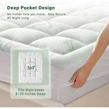 Rayon Bamboo Pillow Top Mattress Topper For Hot Sleepers, Cooling Mattress Pad With 8 - 21" Deep Pocket - White - View 5