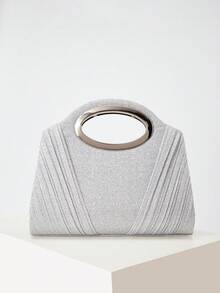 AIBBYDAR Women's Evening Bag, Silver Glitter Pleated Handbag, Suitable For Evening Dress, Holiday, Business Commute, Versatile Ladies Crossbody Bag, Portable Cosmetic Bag, Wallet, Casual, Minimalist, Ball, Party, Festival Gathering - 銀色 - 查看 3