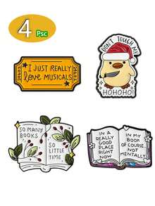 1 Set mit 3/4 Stücke kreativer Buch-Fächer, exklusive witzige Outfit, Spaß Buchstaben Kunst, grüne Pflanze Abzeichen, Musik-Enthusiast Brosche - Verschiedenfarbig - Übersicht 18