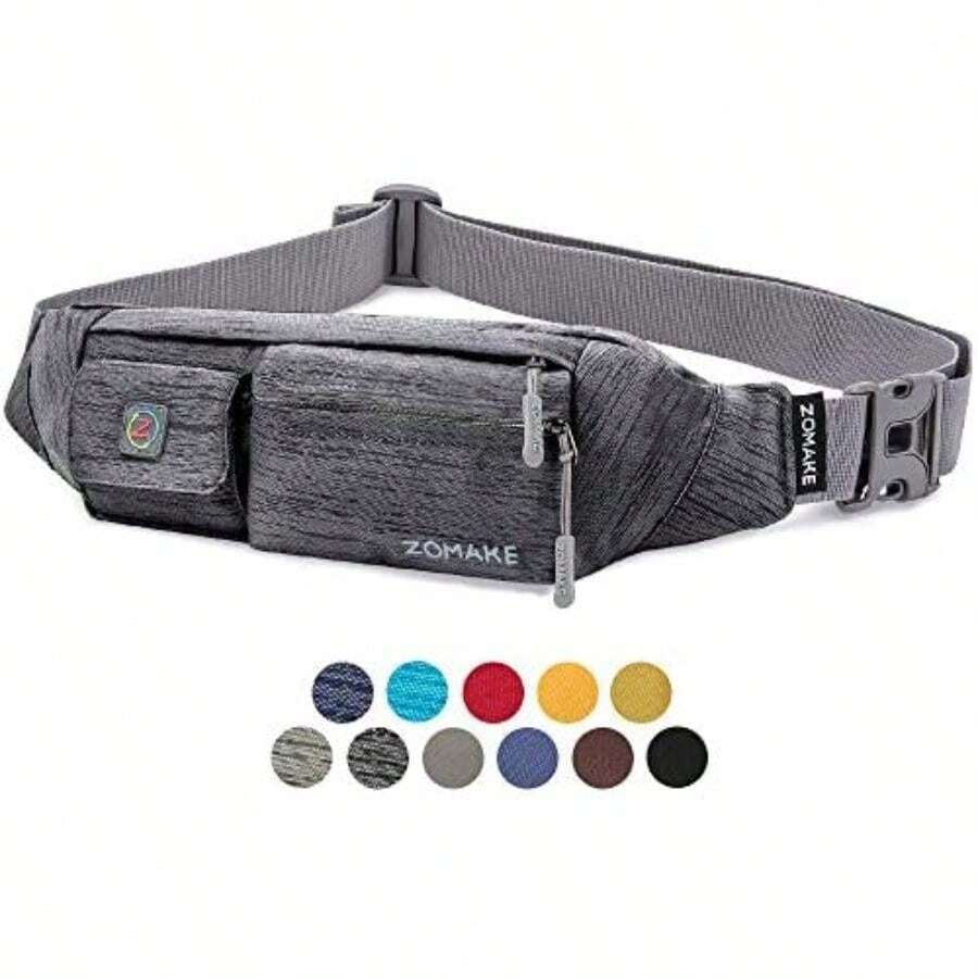 ZOMAKE - Riñonera cruzada para mujeres y hombres: cinturón pequeño con correa ajustable, bolsa de cintura resistente agua de moda, mini bolsa para correr, viajes, senderismo, llevar todos los(CH Gris) - Multicolor - Ver 1