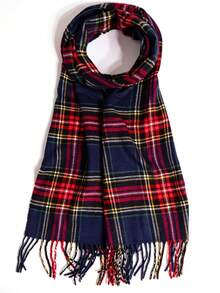 1pc Classic Couple Striped Plaid Knit Scarf, Autumn/Winter Versatile Tassel Shawl, Atmospheric Warm Neck Warmer, Suitable For Seasonal Transition And Daily Wear - Multicolor - View 3