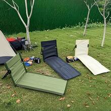 Una silla plegable larga, disponible en tres colores, se vende por unidad. Esta silla de jardín con barra de soporte de aleación de aluminio es perfecta para acampar y también se puede usar como silla de playa portátil para relajarse. - Verde - Ver 2