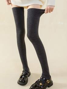 Winter Warm Long Socks Tube Thick High Tube Over Knee Knee-Length Hosiery Socks Terry Solid Color Women Thicken Calf Socking - Multicolor - View 10