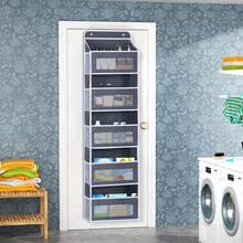 5-Tier Over-The-Door Storage Organizer With Large Pockets - Heavy-Duty Fabric Hanging Cabinet, Space-Saving Closet Organizer For Bedroom, Bathroom - 深灰色 - 查看 7