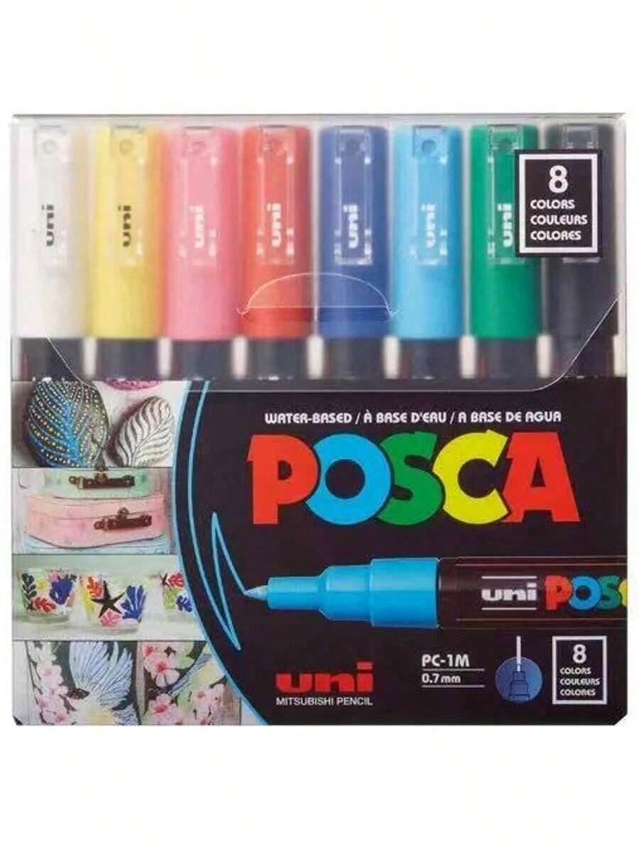UNI NEW PACKAGE Paint Marker Pen Set And Single PC-1M Water Based Colors Permanent Acrylic Pen Graffiti Art Supplies School Suppiy