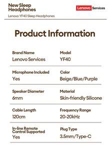 Tai nghe có dây Lenovo YF40 với cổng Type-C & 3.5mm, khử tiếng ồn kép, âm thanh vòm HiFi, micro độ nét cao, lý tưởng cho nghe nhạc, chơi game, làm việc văn phòng, tập luyện, nút tai bằng silicon thoải mái. - Màu xanh lam - Xem 11