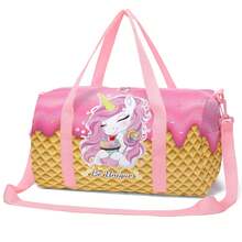 女孩美人鱼独角兽图案旅行包，过夜包，周末旅行包，女孩睡衣包，健身舞蹈包，礼物 - 均碼 - 查看 1