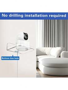 قاعدة حامل كاميرا جدارية عائمة قطعتان/قطعة واحدة، كاميرا مراقبة الحيوانات الأليفة داخلية، رف بدون ثقب، حامل صغير شفاف لاصق للسماعات والنباتات الصغيرة، نوعان من حوامل الجدار المتناسقة - متعدد الألوان - مشاهدة 5