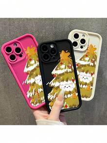 Funda protectora de teléfono con Árbol De Navidad Ilustración Divertida Decoraciones Festivas regalo de moda minimalista interesante para hombres y mujeres, adecuado para iPhone16/15/15Pro/15ProMax/14/13/12/11/XsMAX, iP 17,  Max Series,A14/A15/S23 Ultra/A50/A12/A32/A52/A72/A51/A21S/A13/A14/S22 Ultra/S23/A33/A53/S20 FE,Protección completa contra caídas, resistencia a impactos y prevención de rayaduras,diseño creativo y de moda para hombres y mujeres - Blanco - Ver 2