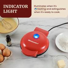 MOREBEAUTY - Mini waflera eléctrica antiadherente de 4.5 pulgadas, gofres belgas, diseño compacto, hash browns, keto, aperitivos, sándwich, huevos, fácil de limpiar, menta/rojo/pink.   Electrodoméstico personal de la marca MOREBEAUTY para hacer gofres redondos antiadherentes, de color rojo, prepara gofres de 4.5 pulgadas en minutos, tamaño mini redondo, ideal para desayunos, brunch, almuerzos o snacks. Mini MOREBEAUTY Fácil de Limpiar con Revestimiento Antiadherente - Libre de BPA, Sartén Redonda para MOREBEAUTY de 110V para Desayunos Perfectos en Casa.¡El mejor regalo de Navidad! - Rojo - Ver 5