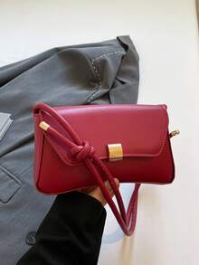 Fashionable Solid Color Baguette Bag, Minimalist Women Underarm Shoulder Bag - Burgundy - View 9